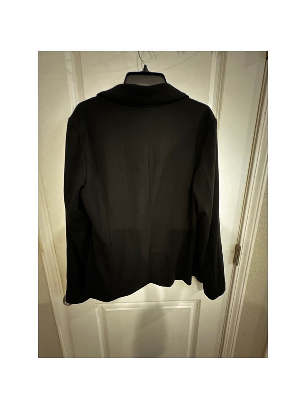 Adrianna Papell Black L Ponte Blazer Jacket with White Polka Dot Lining - Picture 2 of 9
